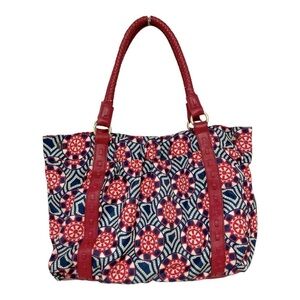 Johnston & Murphy Red, White, Blue and Green Tote Style
Nylon/Leather Purse